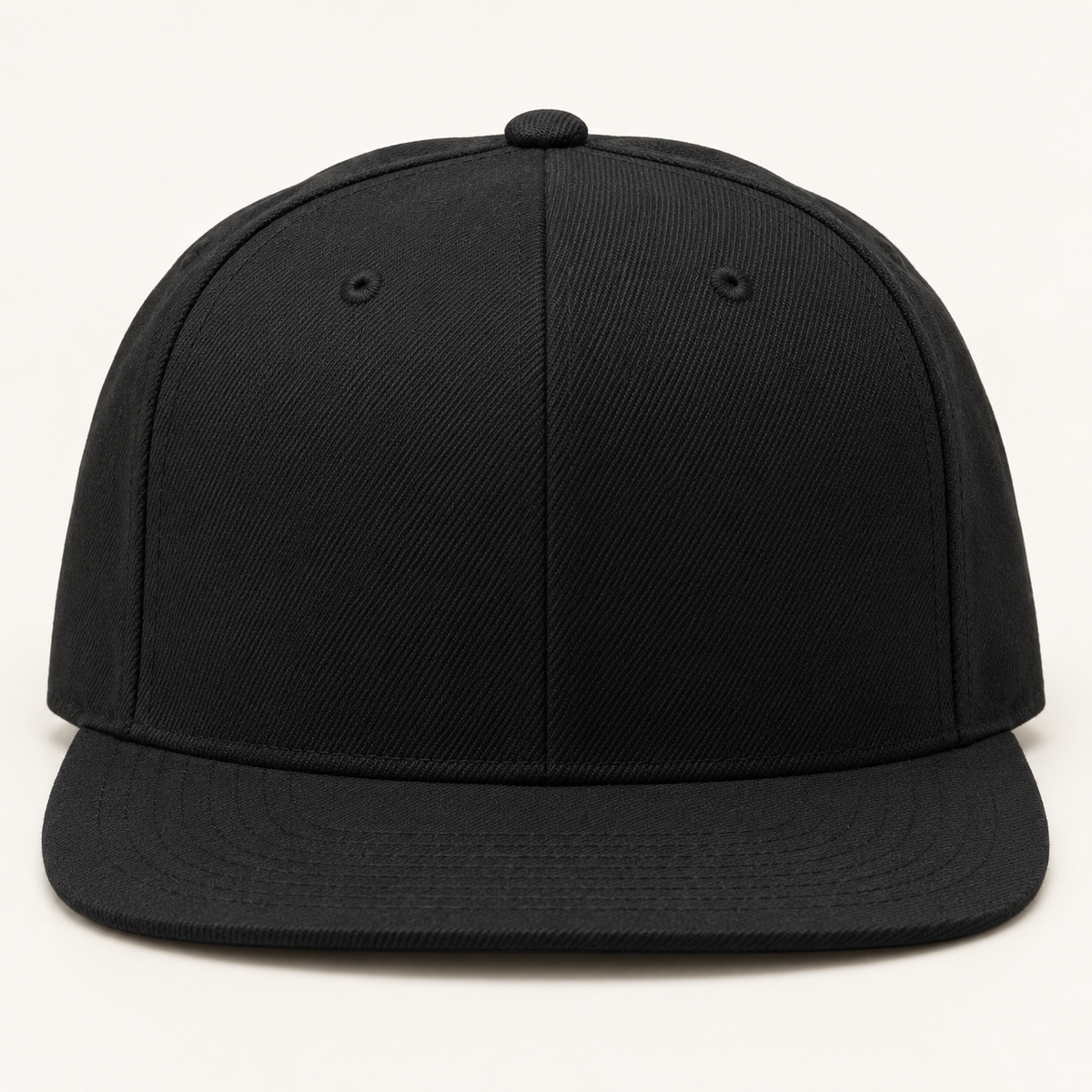 Blank black snapback hat with a flat brim for custom decoration