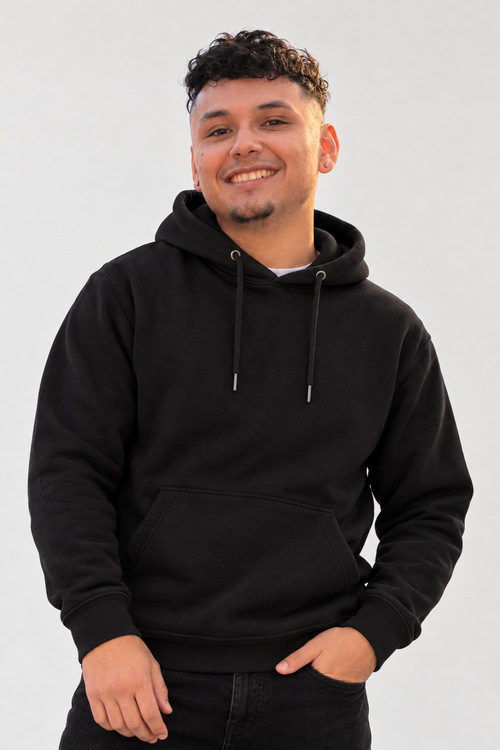 Black hoodie model front preview