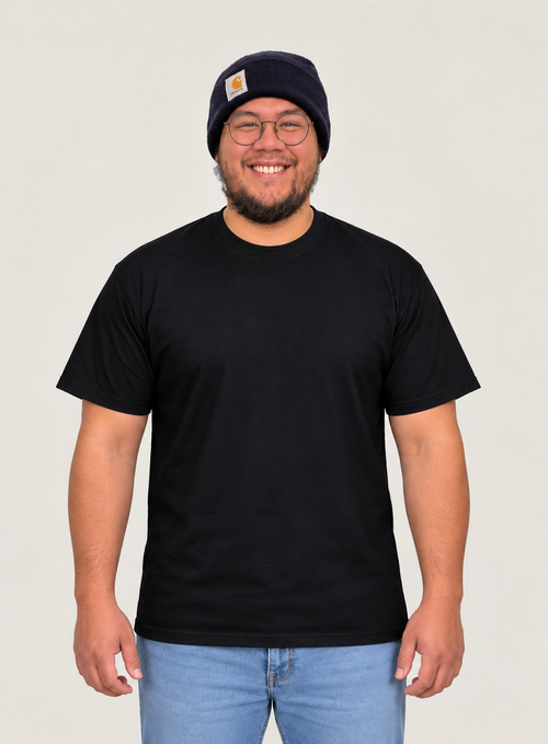 IzzRaw Inks model wearing a black T-shirt
