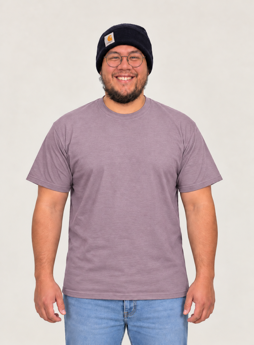 IzzRaw Inks model wearing a Dusty Lavender T-shirt